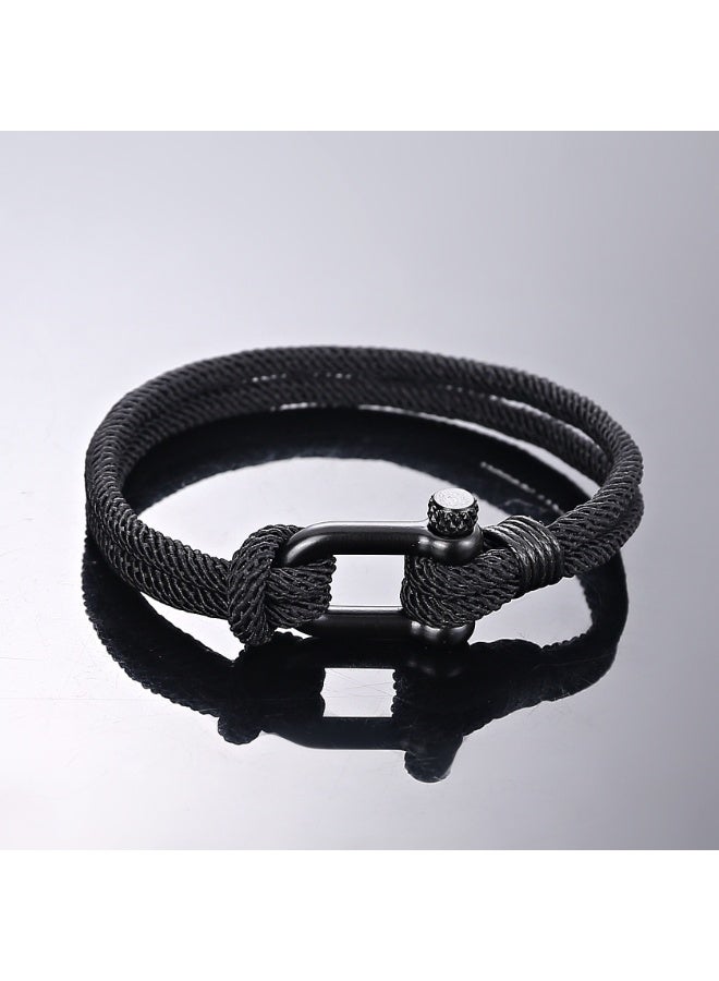 AuliceVerse Valentines Couple's Gift – Matching Bracelet Set in Black & Grey Milan Thread with Steel Buckle, Minimalist Daily Wear - Image 5